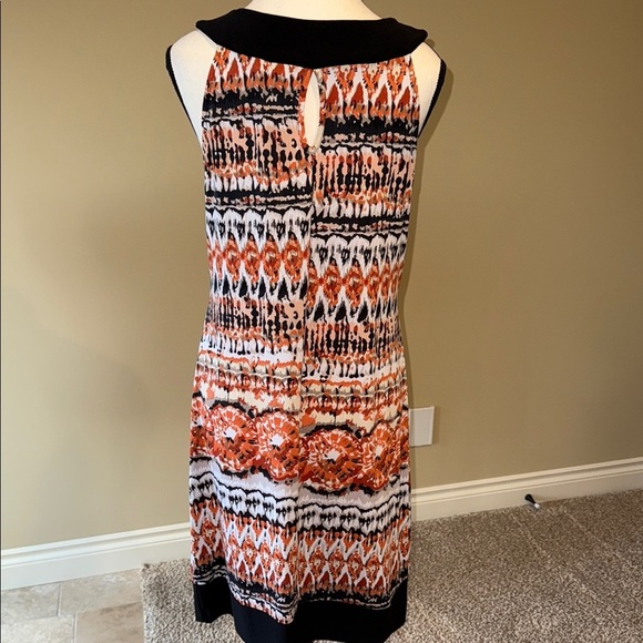 Clientele Dress Orange and Black Sleeveless Sheath Midi Summer - Picture 2 of 8